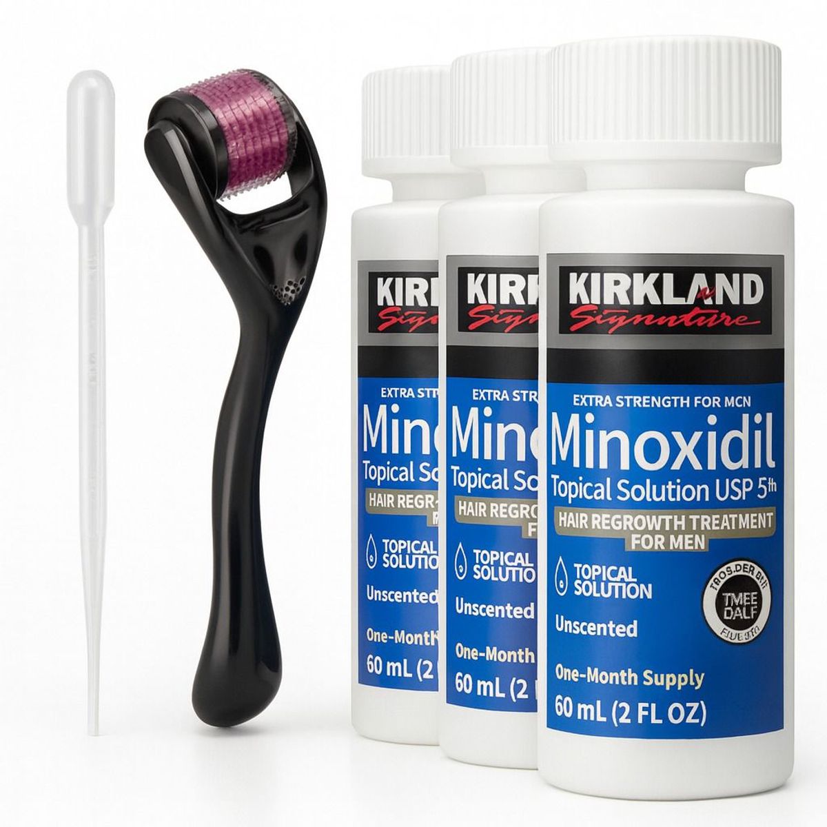 SIGNATURE - Minoxidil Kirkland X3 frascos + Dermaroller