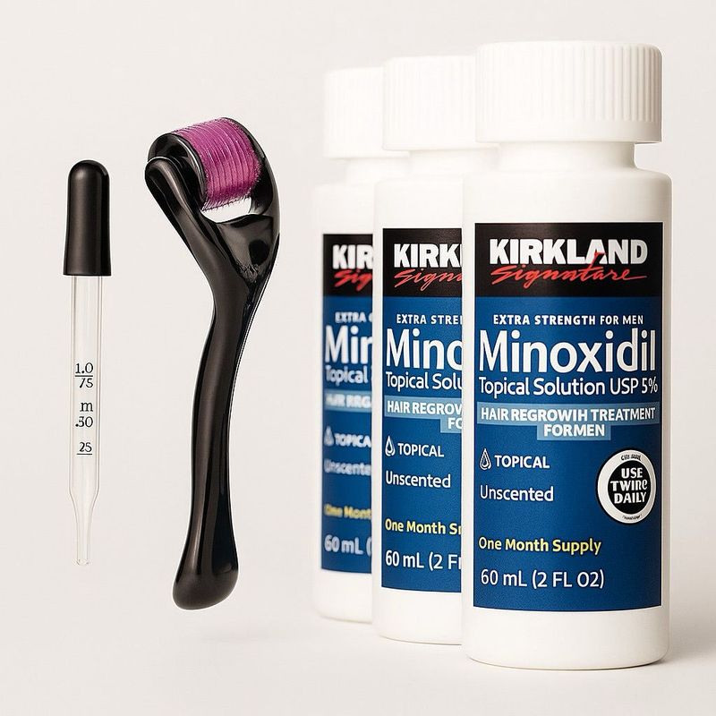 SIGNATURE - Minoxidil Kirkland X3 frascos + Dermaroller