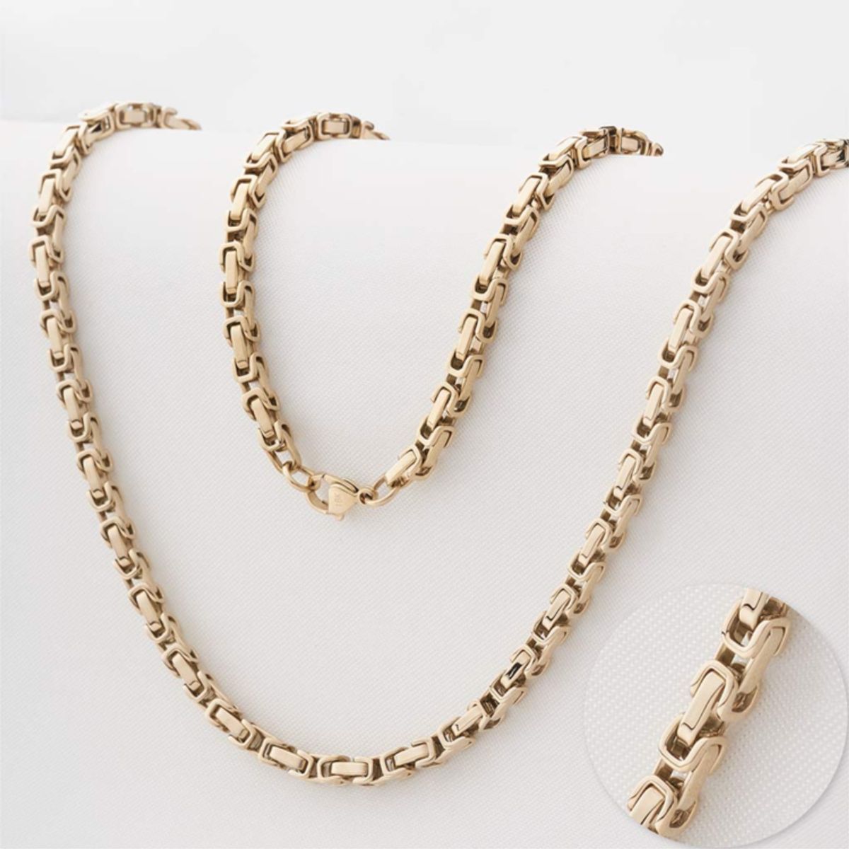 GLEAM GOLD - Cadena Oro Laminado 18K Tejido Rustico 4 MM 65 CM