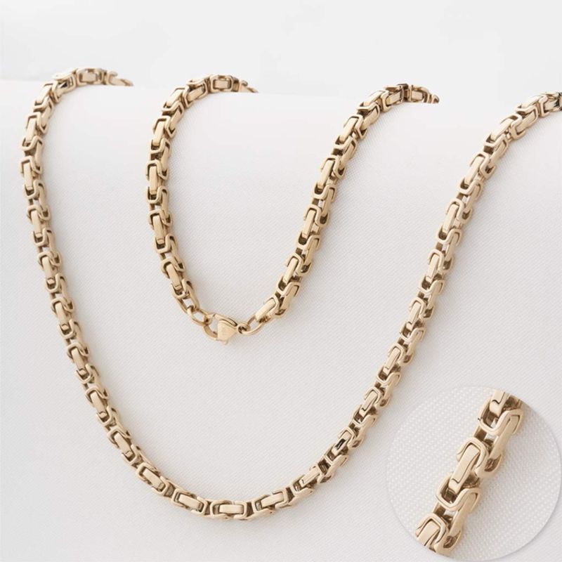 GLEAM GOLD - Cadena Oro Laminado 18K Tejido Rustico 4 MM 65 CM