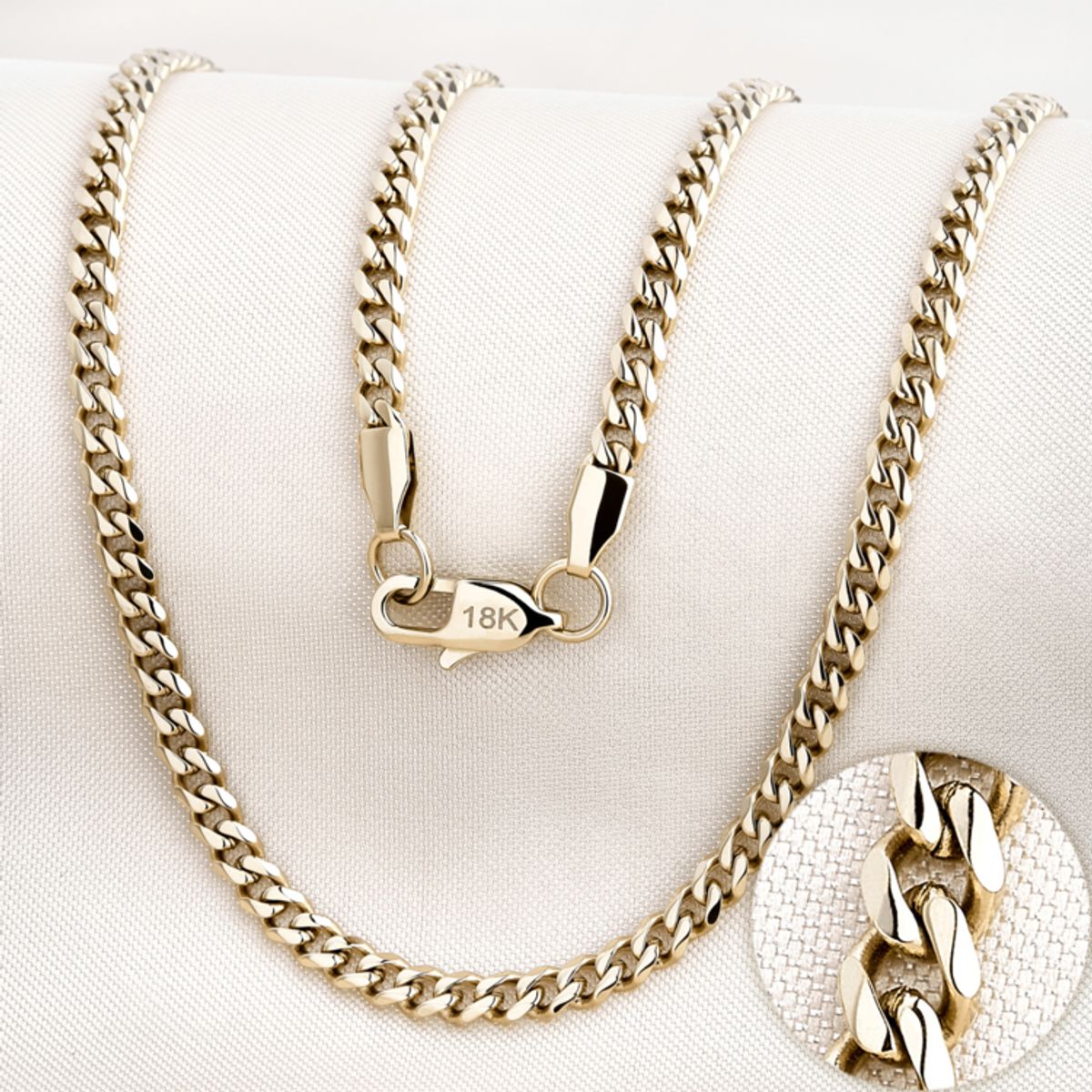 GLEAM GOLD - Cadena Oro Laminado 18K Tejido Cubano 6 MM 65 CM