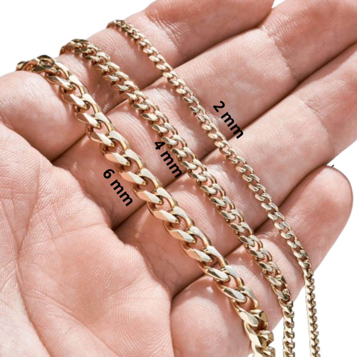 GLEAM GOLD - Cadena Oro Laminado 18K Tejido Cubano 6 MM 65 CM