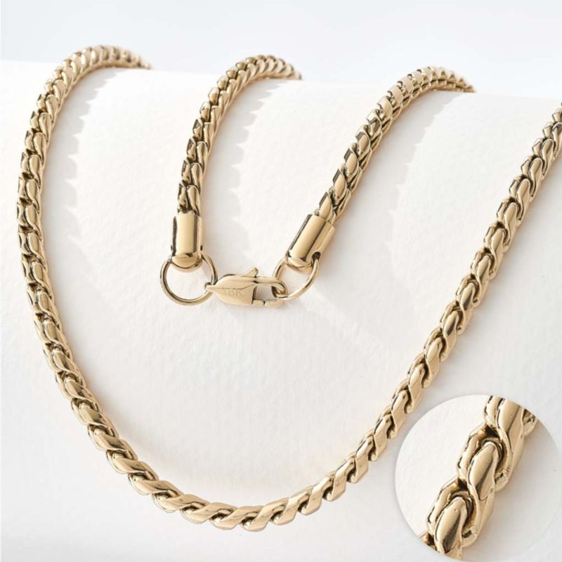 GLEAM GOLD - Cadena Unisex Tejido Espiga en Oro Laminado 18K – 4 mm x 65 cm