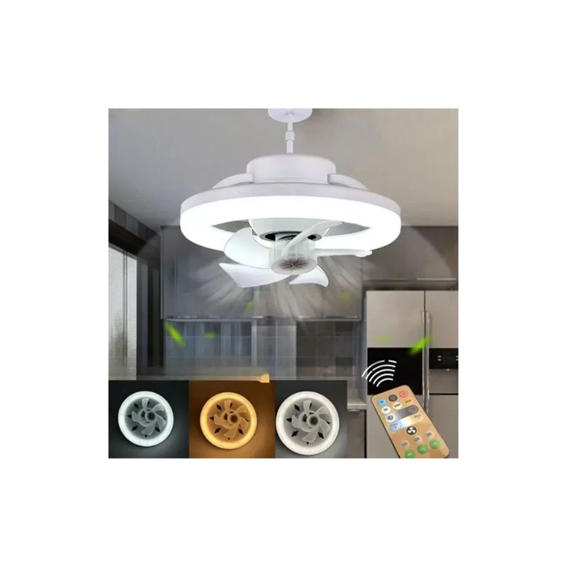 GENERICO - Lámpara Led Ajustable Con Ventilador Para Habitación Estructura Blanco Pantalla Blanco