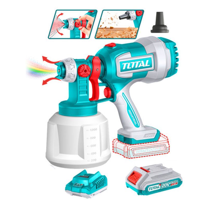 TOTAL - Pistola Pintar Inalambrica 800ml + bateria y cargador Total