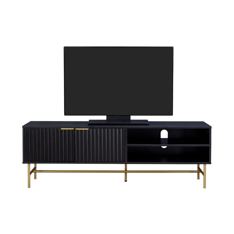 TOPLIVING - Mueble de TV Queens Top Living Moderno Negro y Dorado