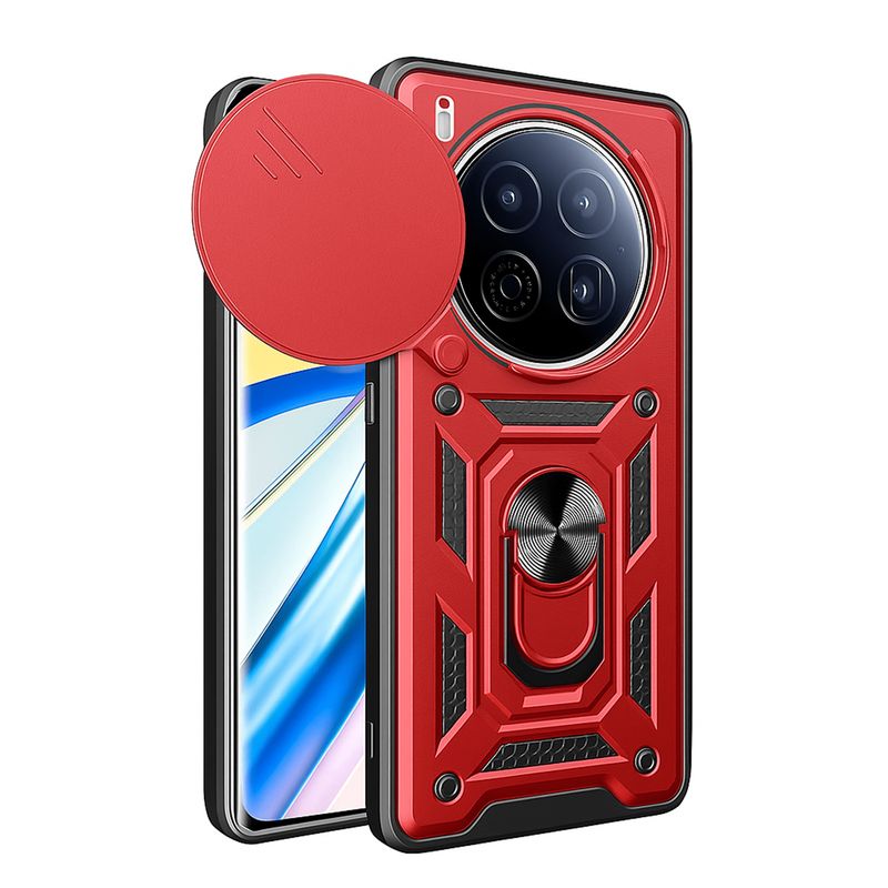 GENERICO - Funda Protector Cámara Slider Compatible Tecno Camon 40 Premier Rojo