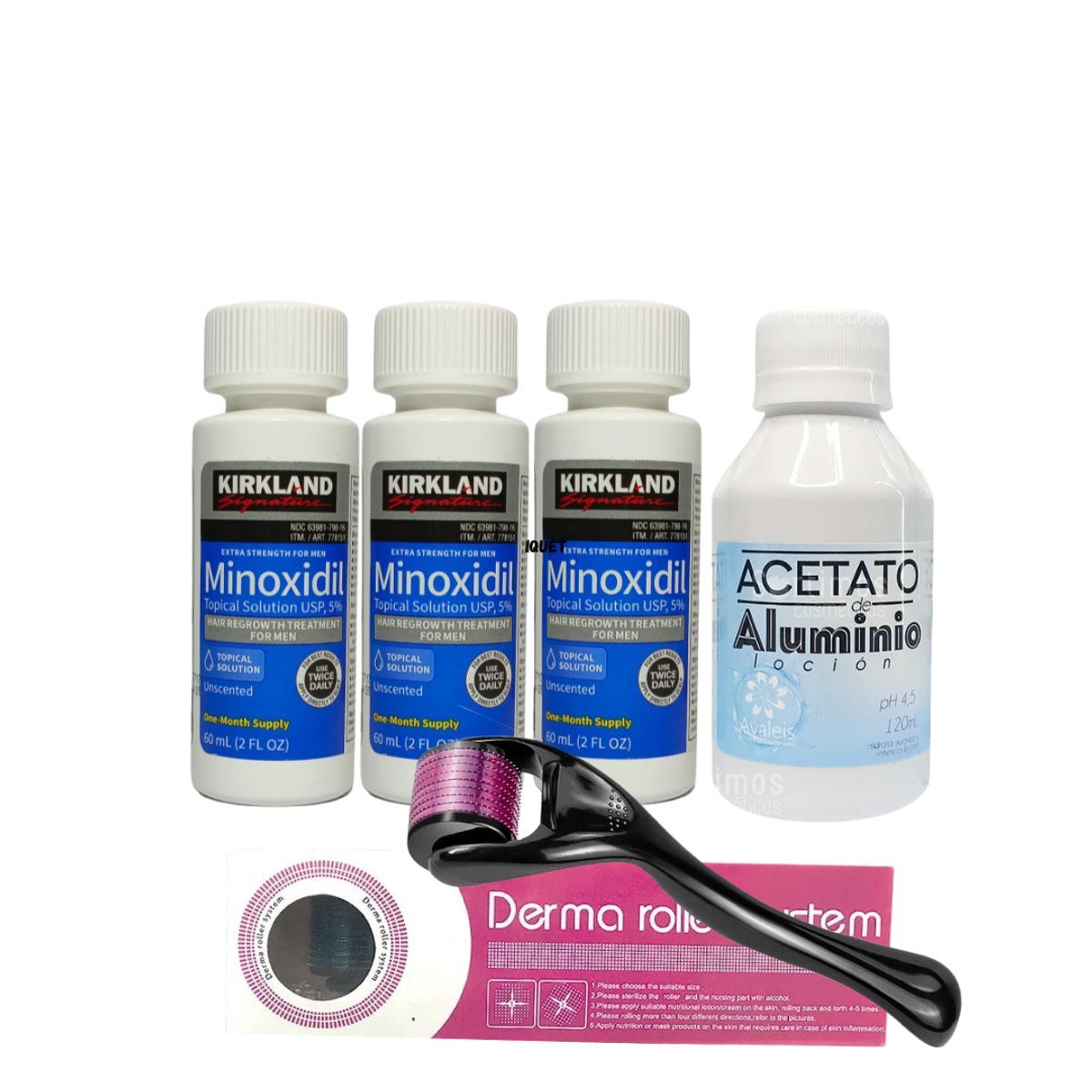 SIGNATURE - Kit Barba Minoxidil Kirkland + Dermaroller Original  Crecimiento Real