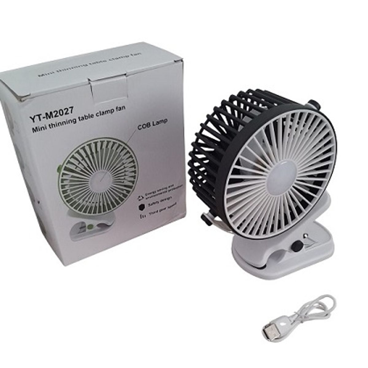 GENERICO - VENTILADOR PEQUEÑO PORTATIL RECARGABLE CON LUZ COLOR NEGRO