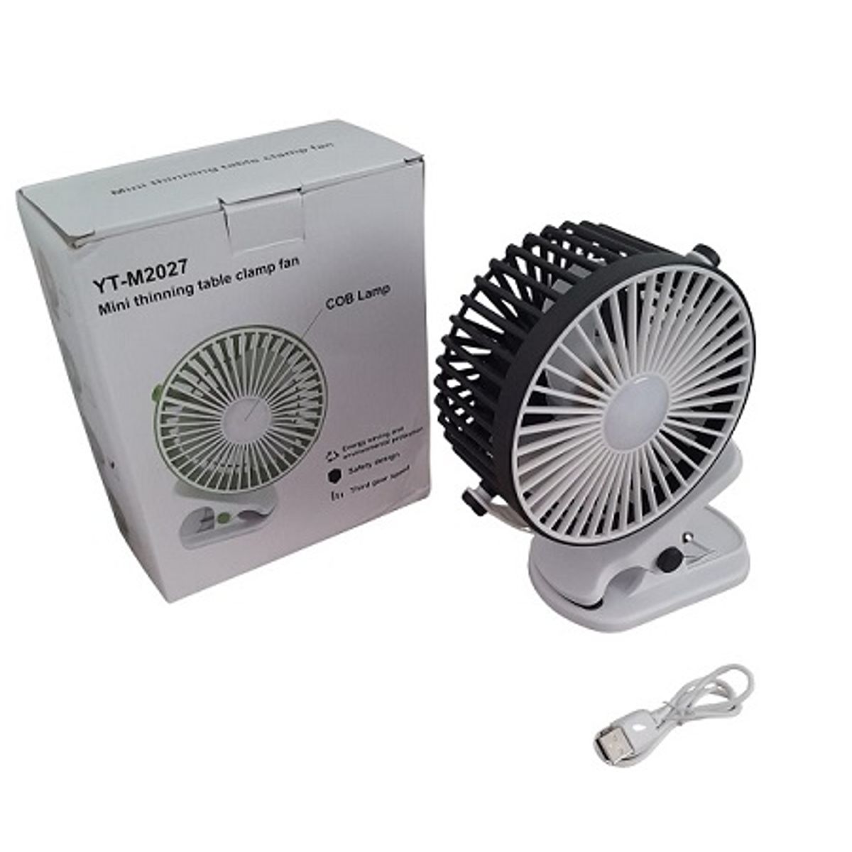 GENERICO - VENTILADOR PEQUEÑO PORTATIL RECARGABLE CON LUZ COLOR NEGRO