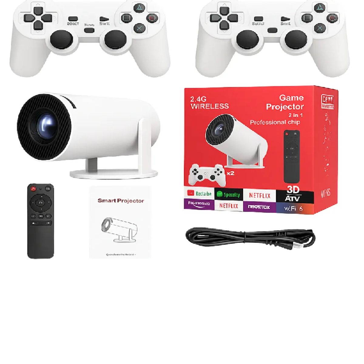 SKY - Combo Proyector Profesional 2 En 1 Con Juegos Y Controles Y3