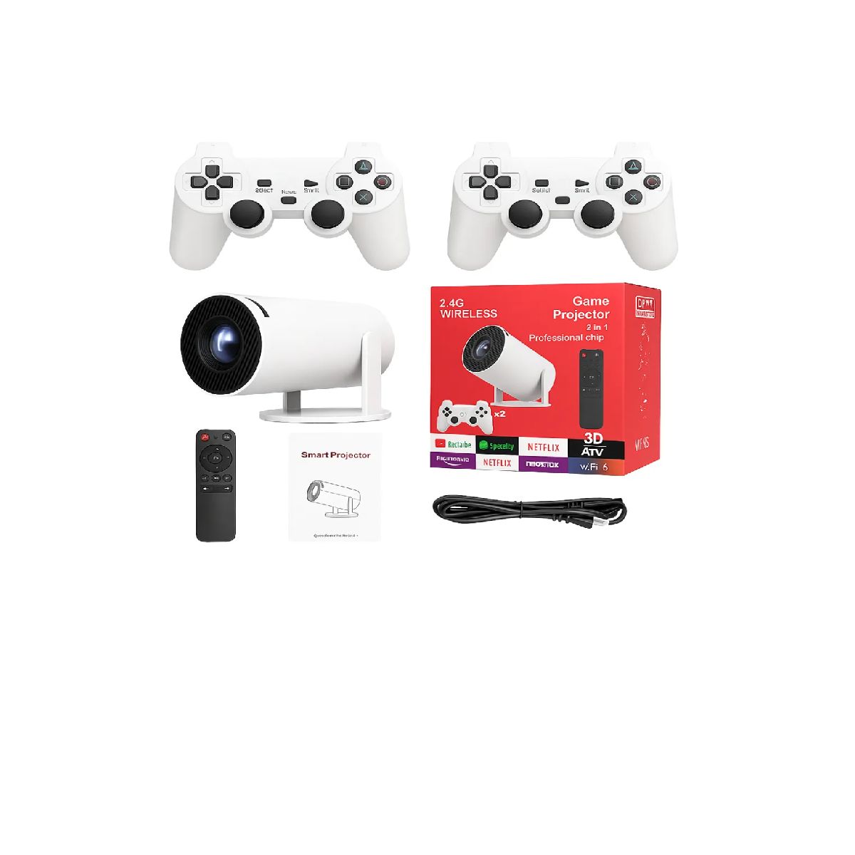 SKY - Combo Proyector Profesional 2 En 1 Con Juegos Y Controles Y3