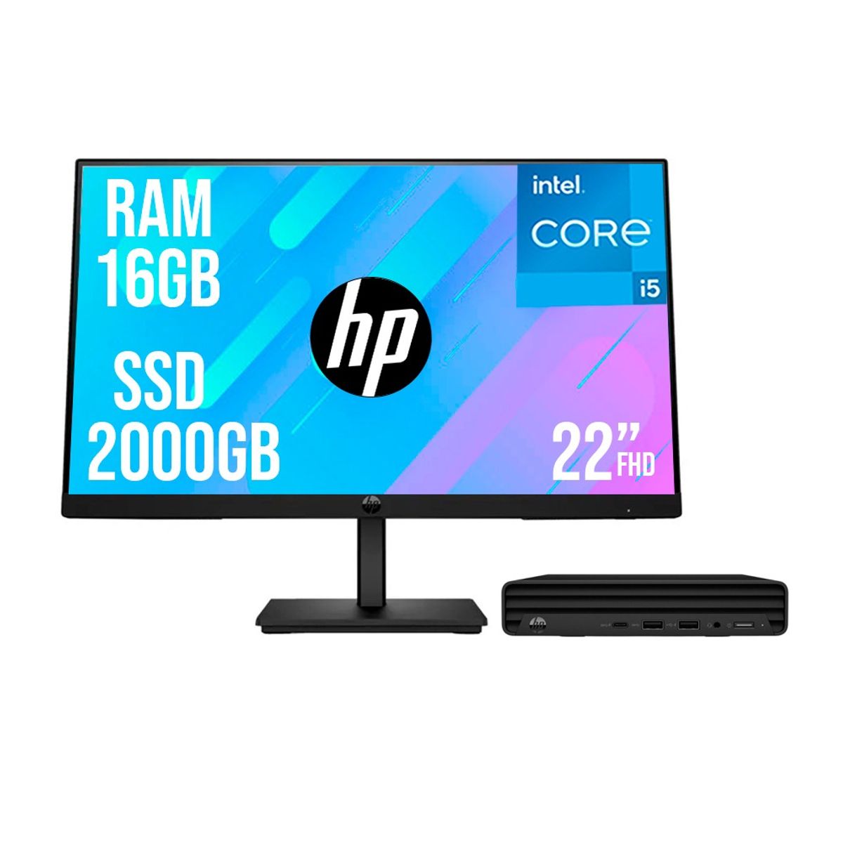 HP - PC HP PRO MINI G9 INTEL CORE I5 1335U SSD 2TB RAM 16GB 21,5 FHD 322PE