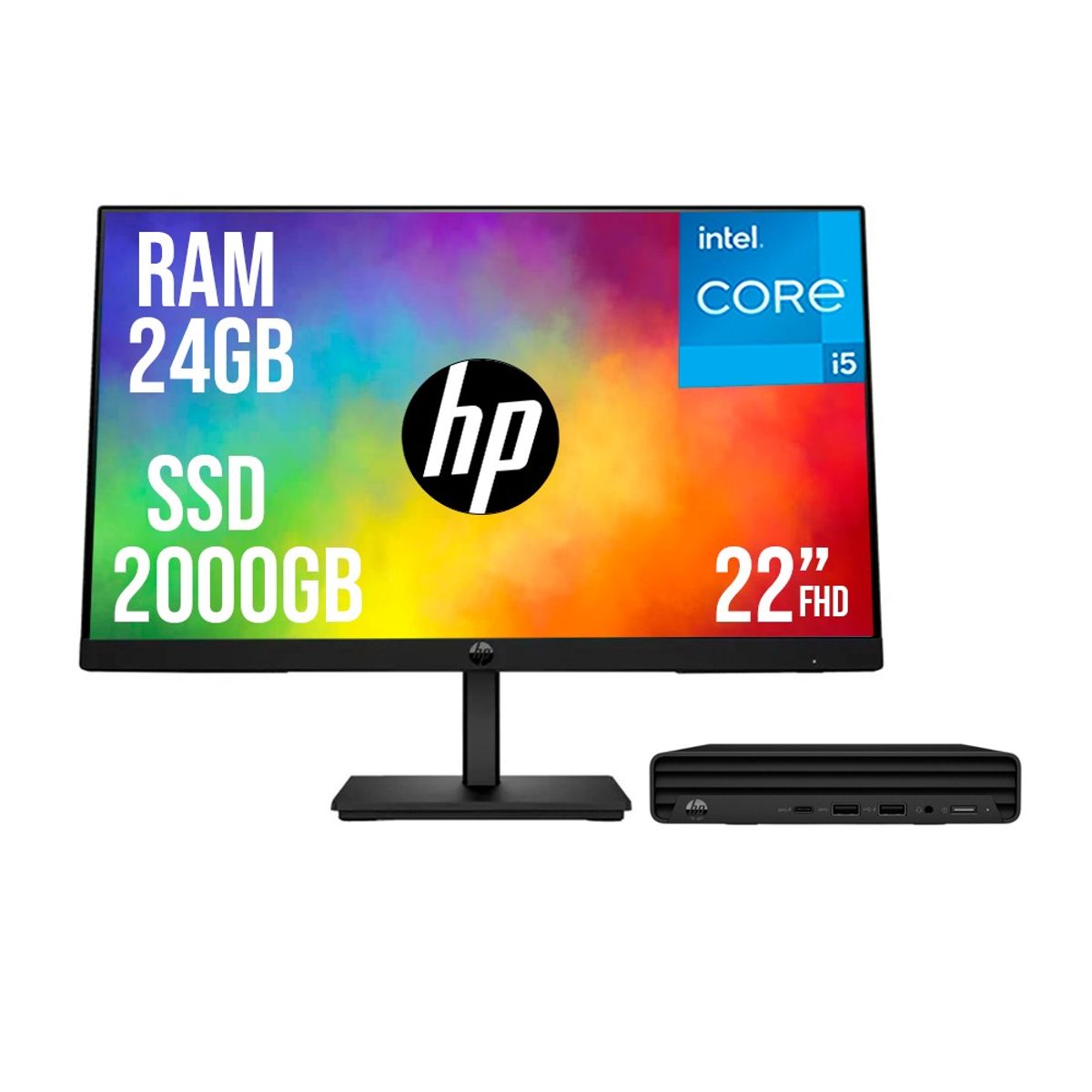 HP - PC HP PRO MINI G9 INTEL CORE I5 1335U SSD 2TB RAM 24GB 21,5 FHD 322PE