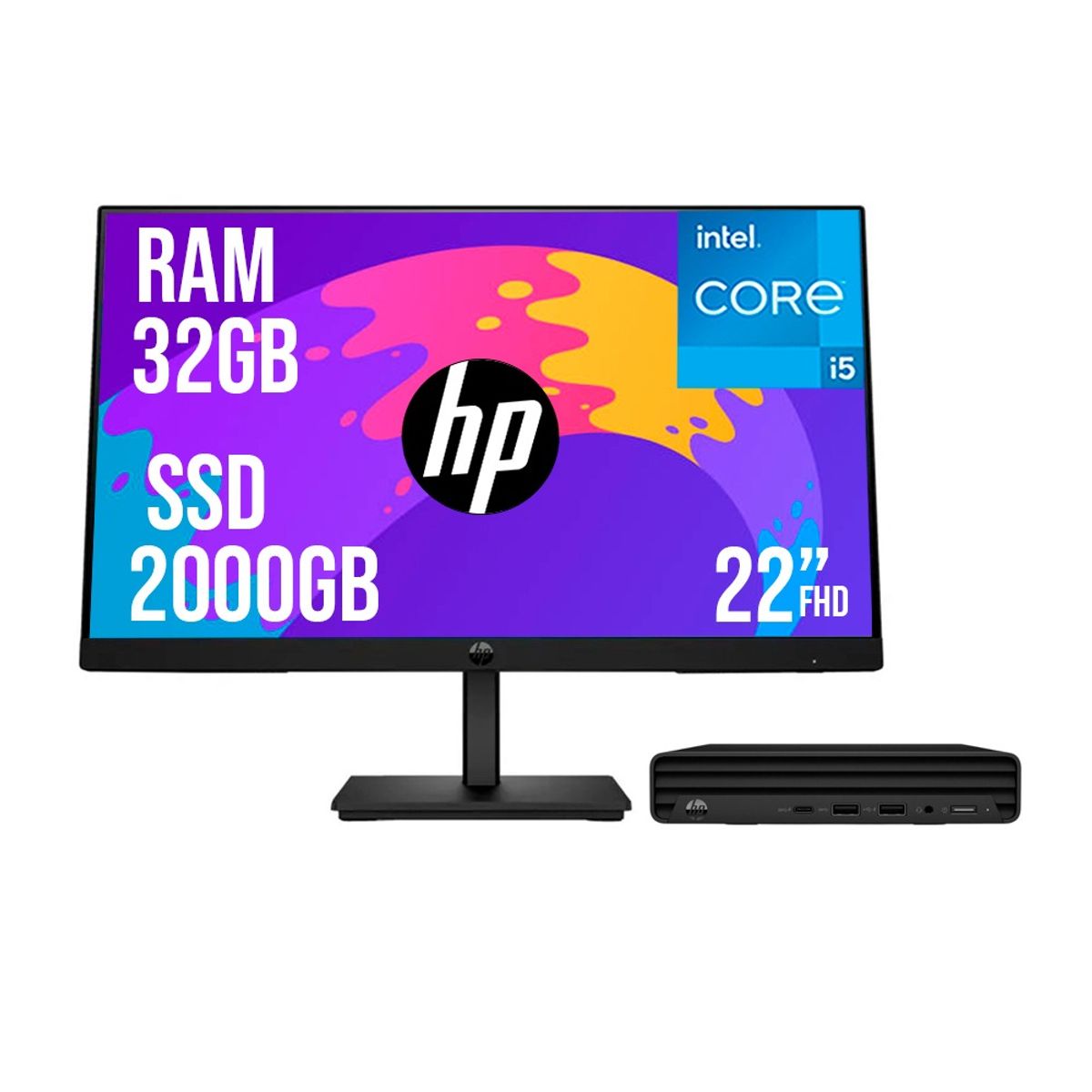 HP - PC HP PRO MINI G9 INTEL CORE I5 1335U SSD 2TB RAM 32GB 21,5 FHD 322PE