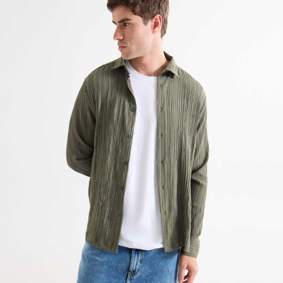 SEVEN SEVEN - Camisa De Hombre  Color Verde Marca Seven Seven #45012165