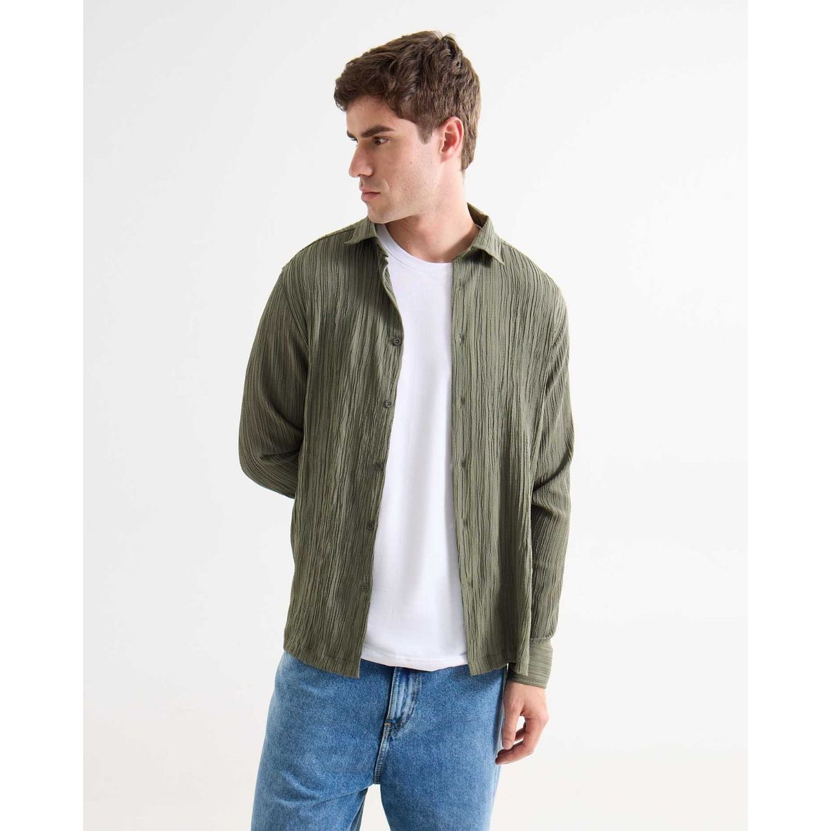 SEVEN SEVEN - Camisa De Hombre  Color Verde Marca Seven Seven #45012165