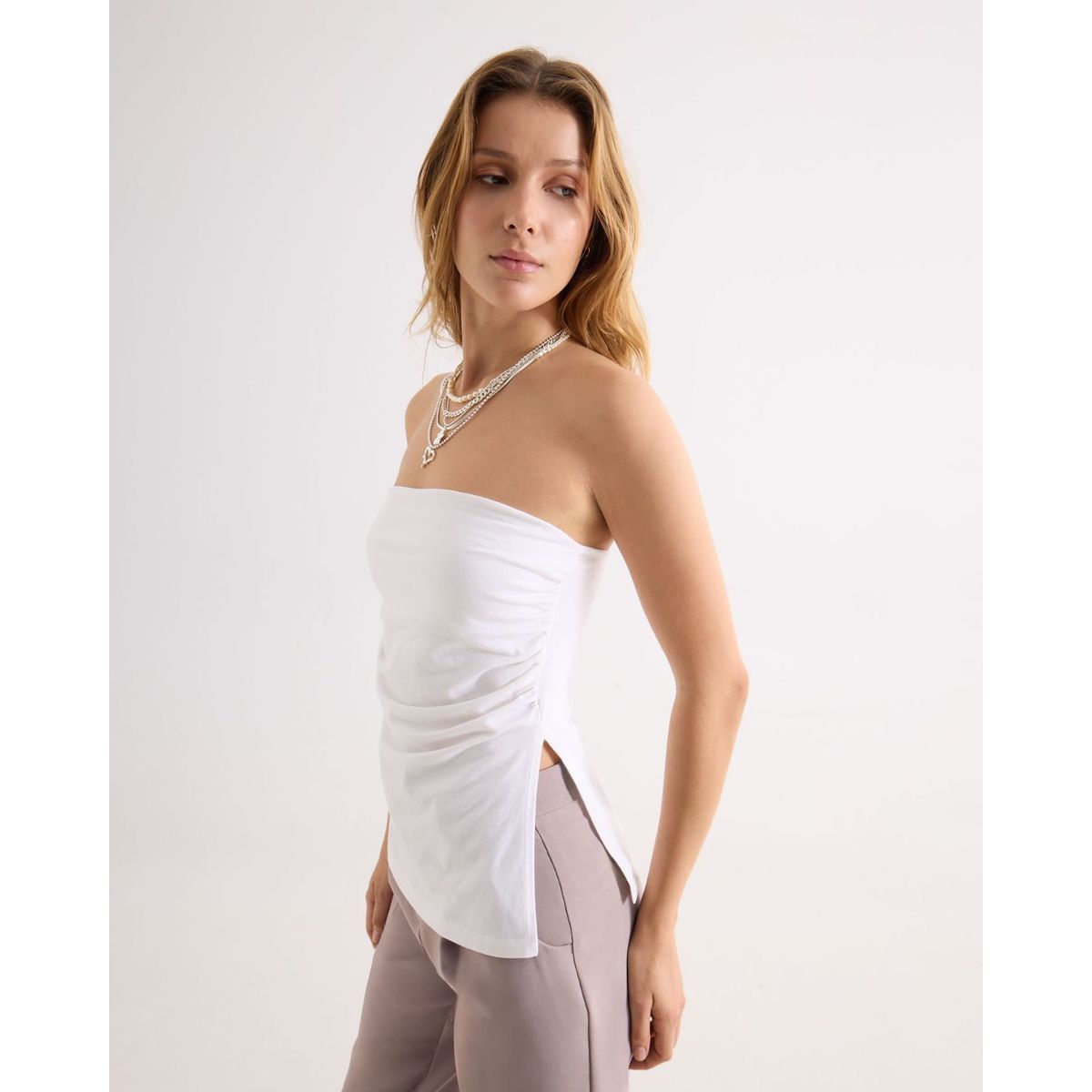 SEVEN SEVEN - Camiseta Para Mujer Straple Color Marfil Marca Seven Seven #28096474