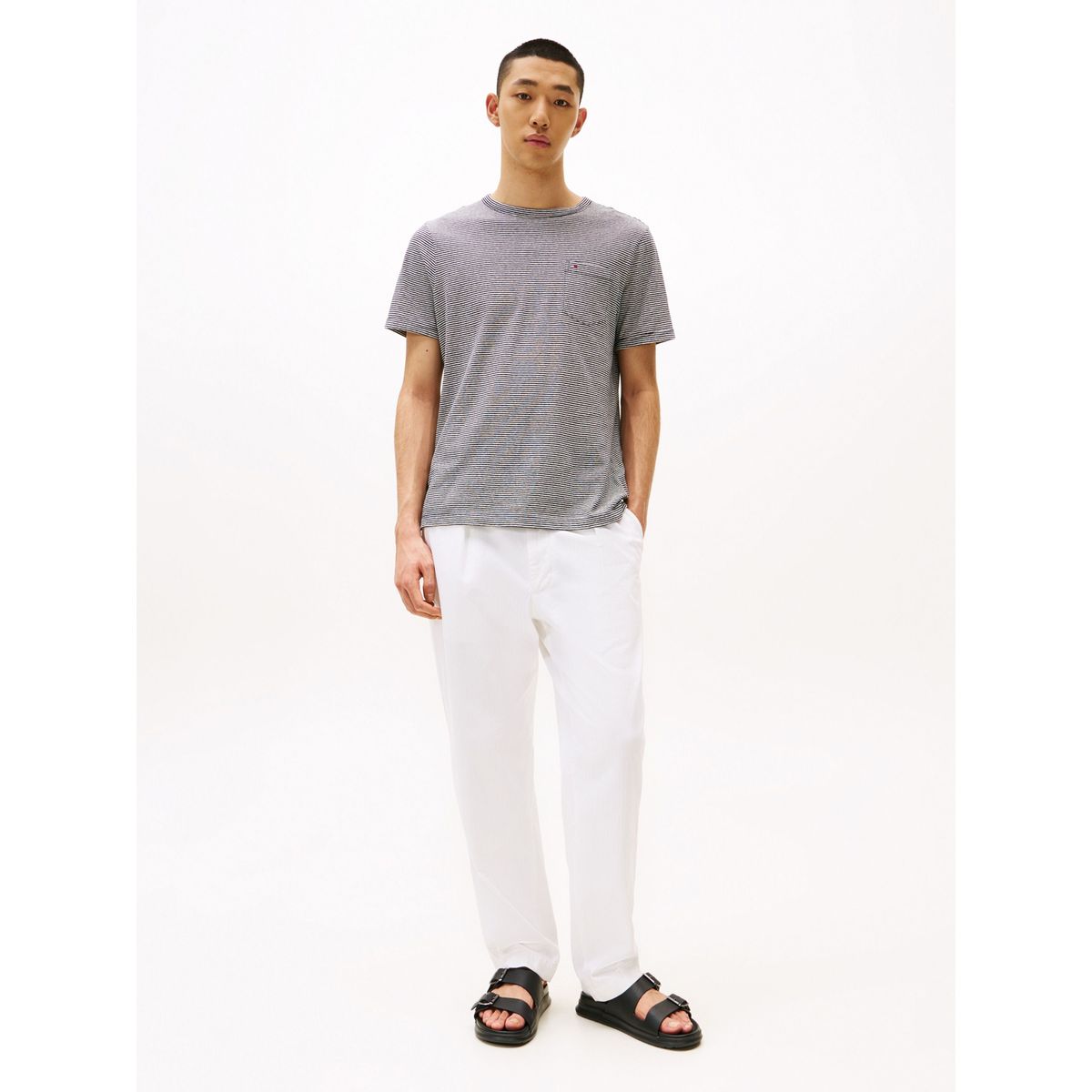 TOMMY HILFIGER - Camiseta De Rayas Azules Con Diseño Para Hombre