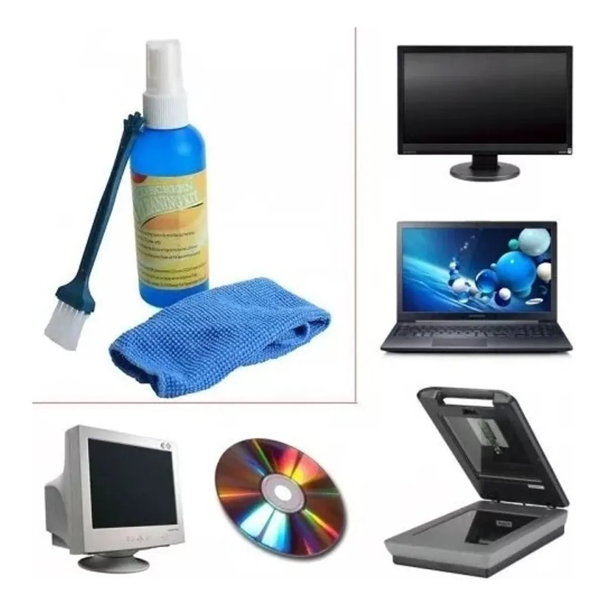 LIMPIA YA - Kit Limpia Monitores Pantallas Lcd Led Tv Liquido Cepillo