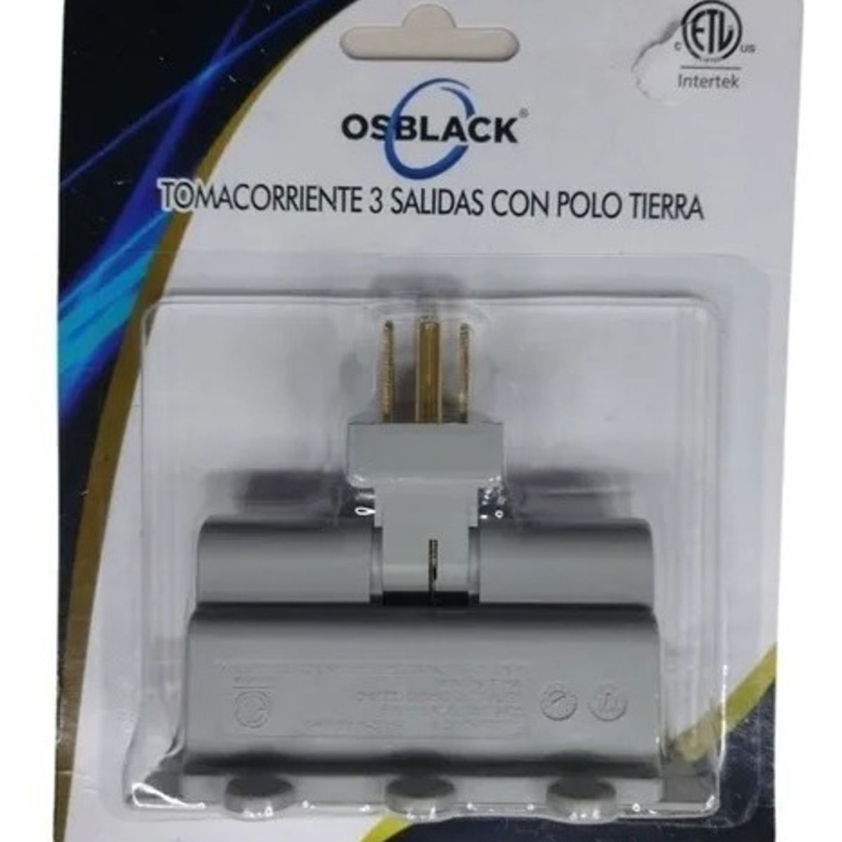OSBLACK - Adaptador Toma Corriente 3 Salidas Polo Tierra Giratorio 180