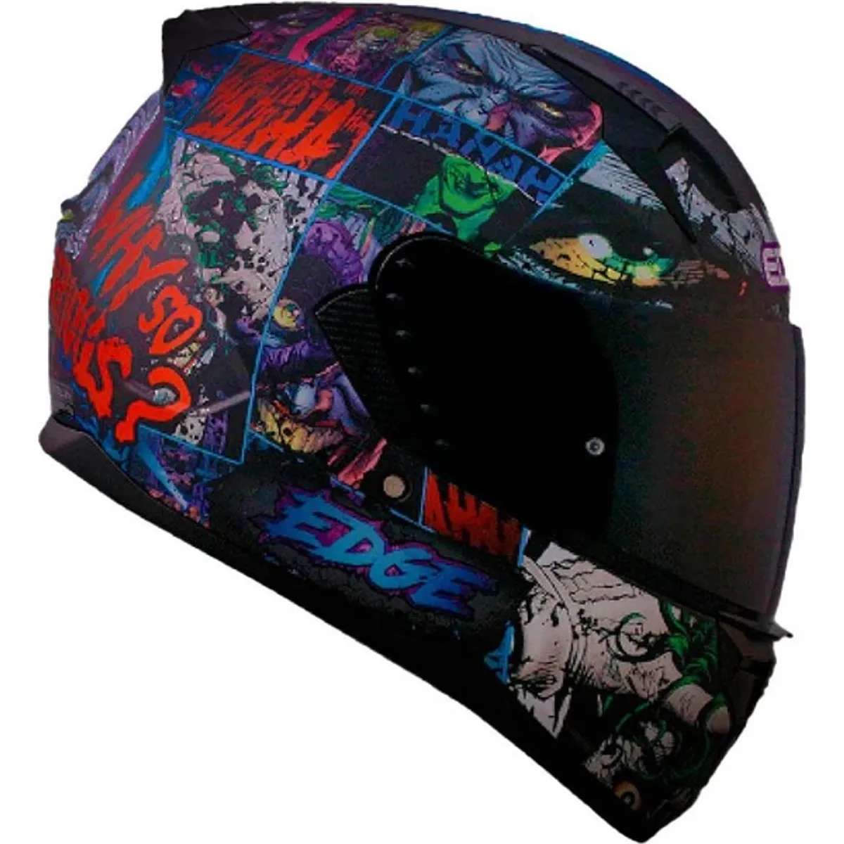 EDGE HELMETS - CASCO EDGE CERTIFICADO DOT DC COMICS JOKER NEGRO BRILLO