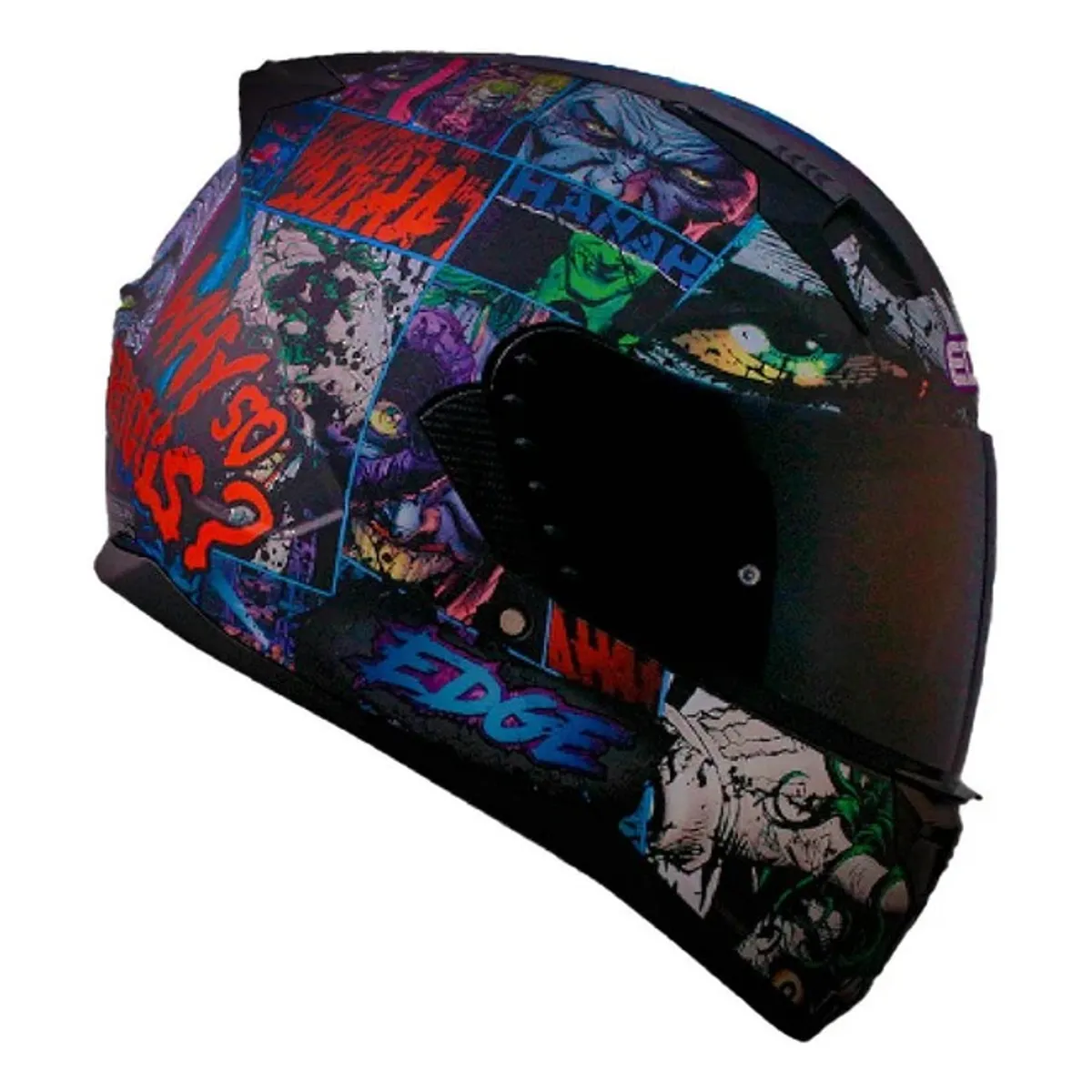 EDGE HELMETS - CASCO EDGE CERTIFICADO DOT DC COMICS JOKER NEGRO BRILLO