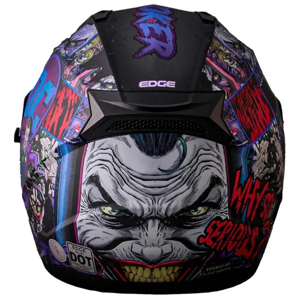 EDGE HELMETS - CASCO EDGE CERTIFICADO DOT DC COMICS JOKER NEGRO BRILLO