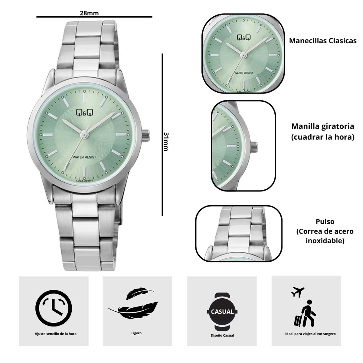 Q&Q - Reloj Q&Q C09A-025PY Diseño Casual