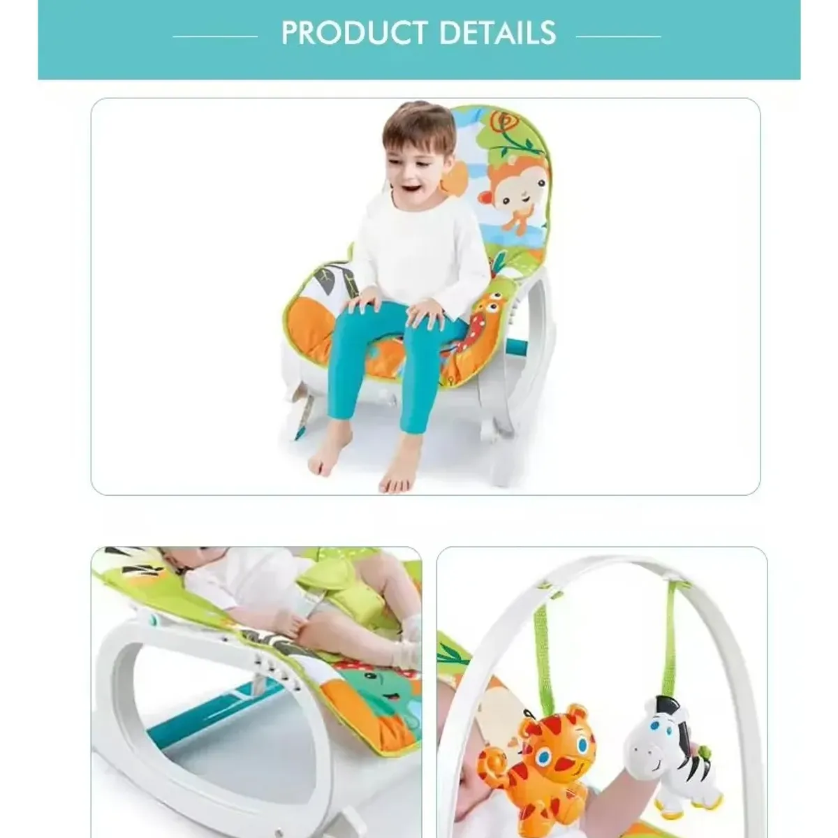 KIDSHOP - Silla Mecedora Vibradora Con Toldillo 7388 Verde