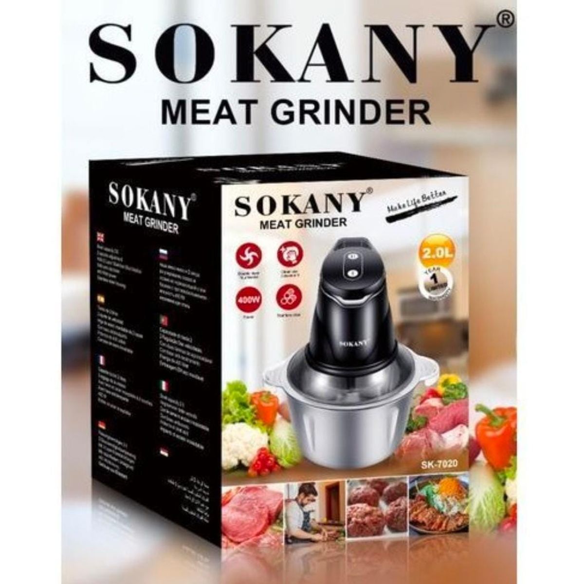 SOKANY - Picadora Eléctrica Sokany Sk-7020 Procesador De Alimentos