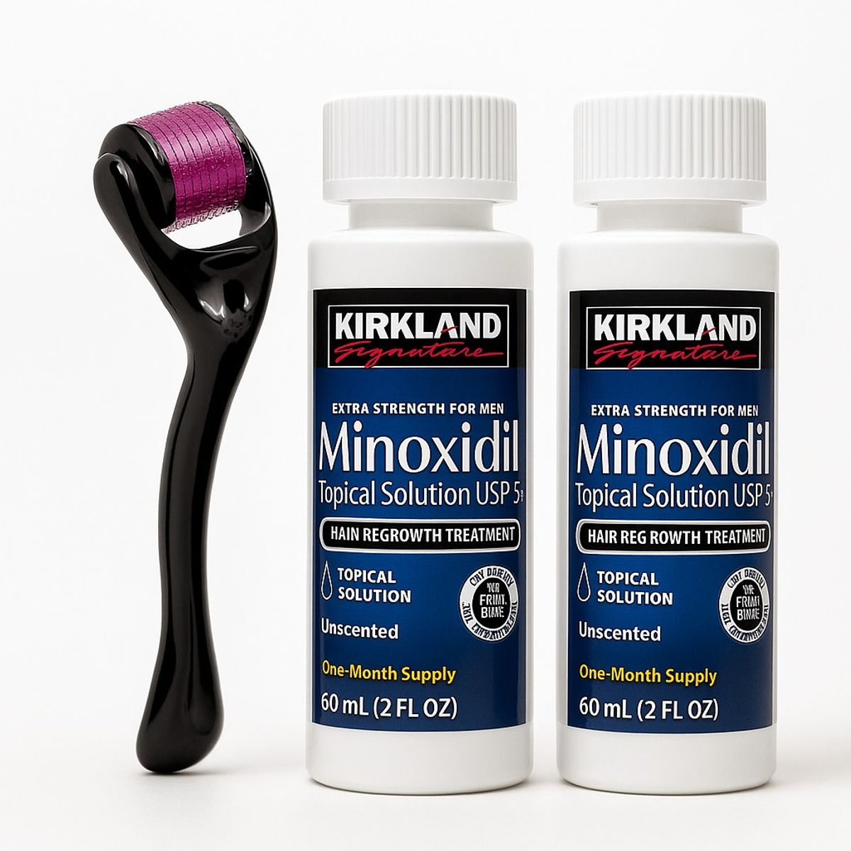SIGNATURE - Minoxidil Kirkland X2 frascos + Dermaroller