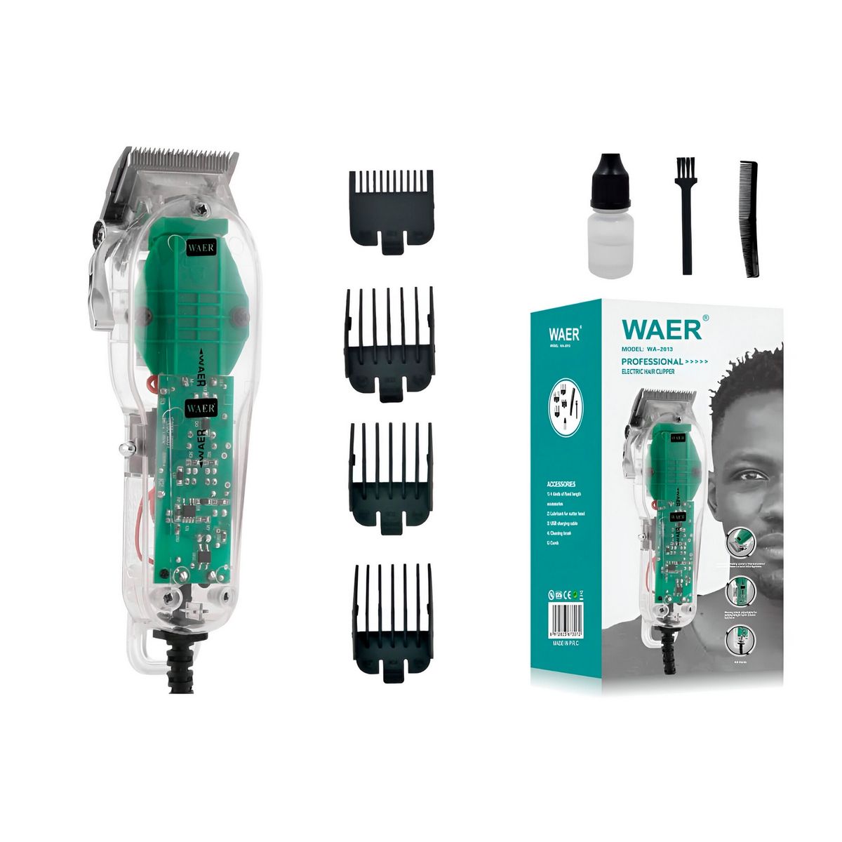 GENERICO - Maquina Peluqueria Cortadora De Pelo Waer Wa-2013 + Accesori