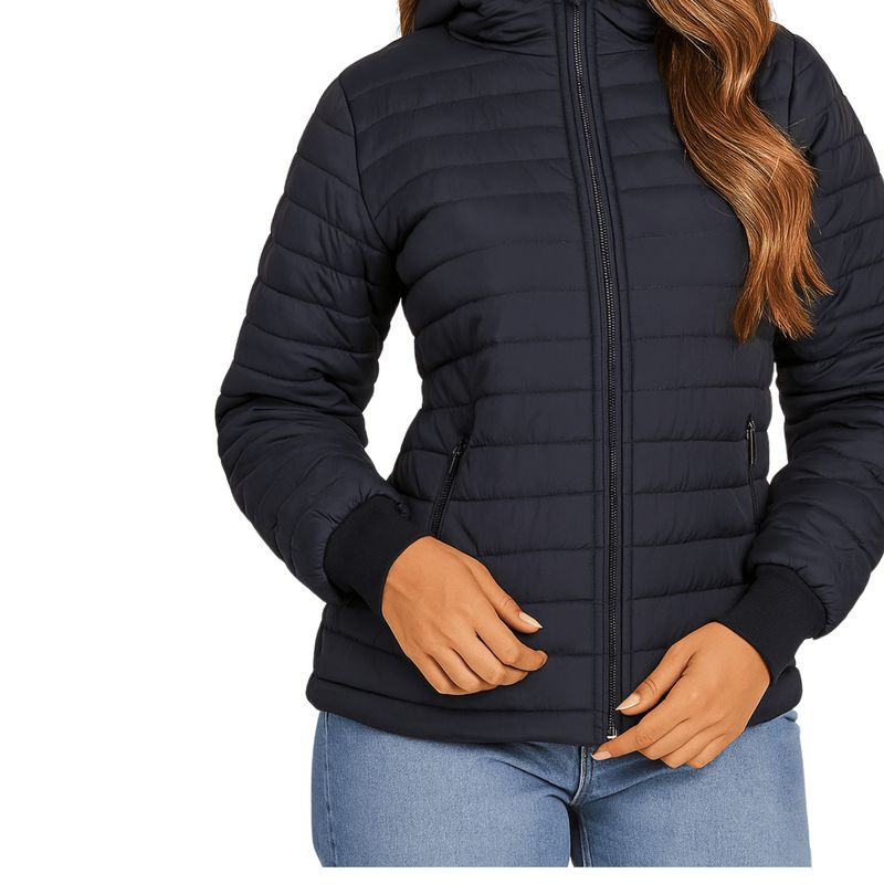 FG STORE - Chaqueta azul mujer impermeable invierno capota térmica