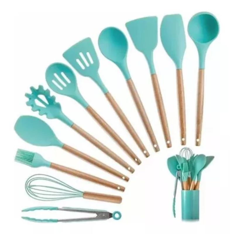 GENERICO - Set Utensilios De Cocina Silicona X12 Pzs Antiadherente