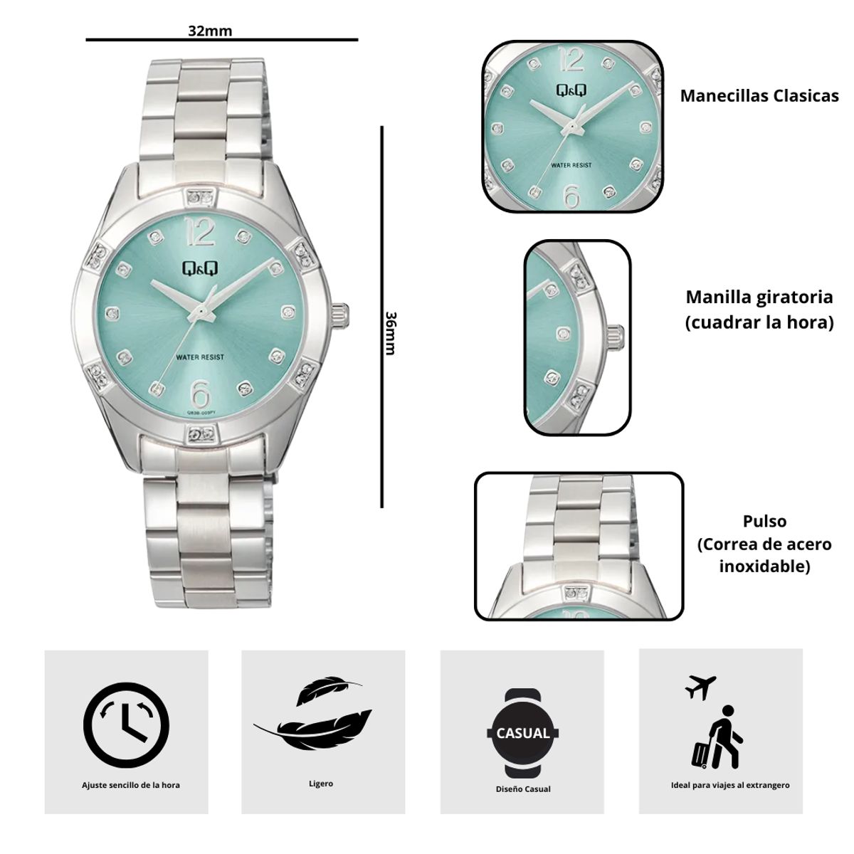 Q&Q - Reloj Q&Q Q83B-003PY Diseño Casual