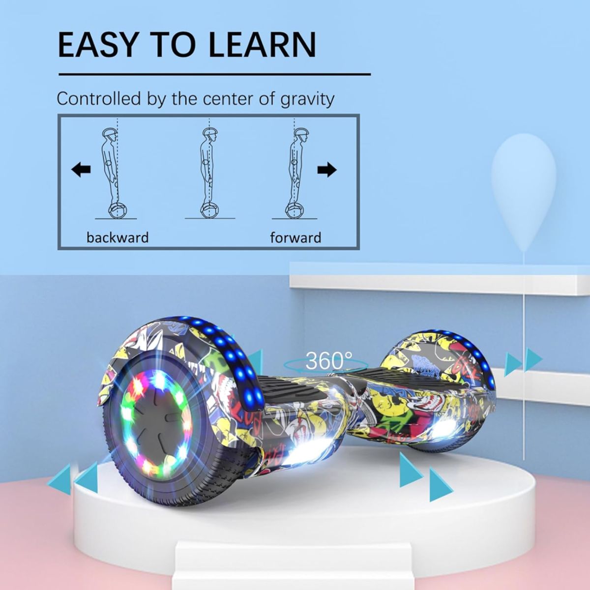 GENERICO - Malumeta Eléctrica Monopatin Hoverboard Bluetooth Led 8 Inch