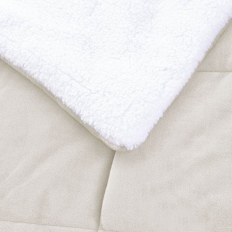 GENERICO - Edredon comforter sherpa - piel de conejo cama Queen Beige