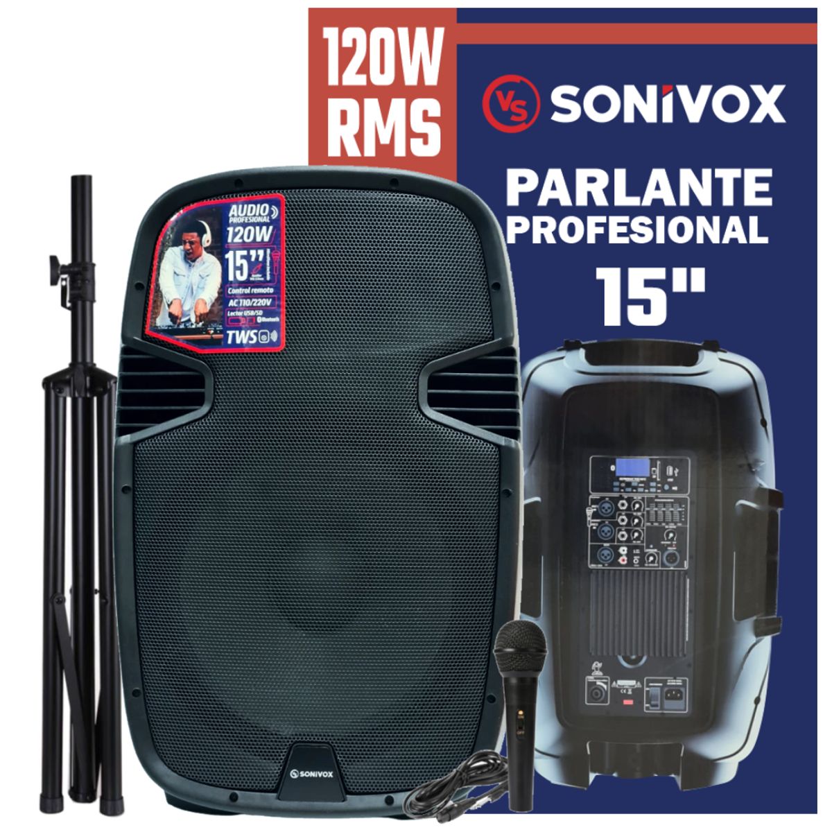 SONIVOX - Cabina Activa Profesional 15inch Sonivox 120w Rms VS-AC715NB