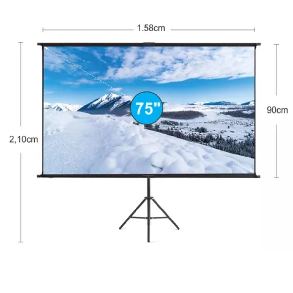 COLME TECHNOLOGY HOME - Telón Para Video Beam 75 Diseño Portátil Plegable + Trípode