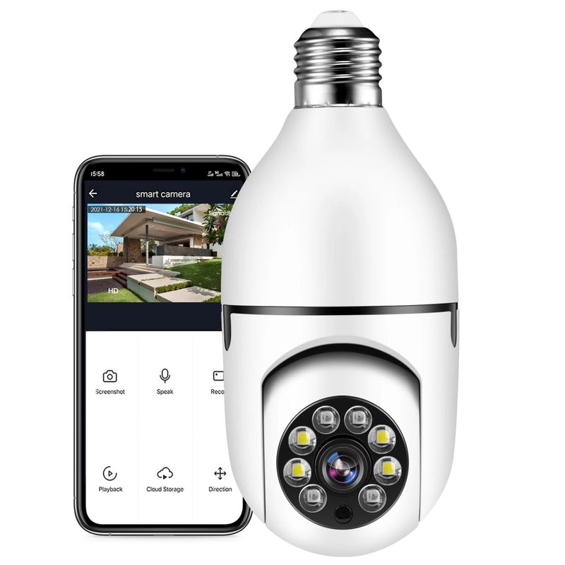 GENERICO - Cámara De Seguridad Wifi Bombillo Robotica Panoramica IP 360°
