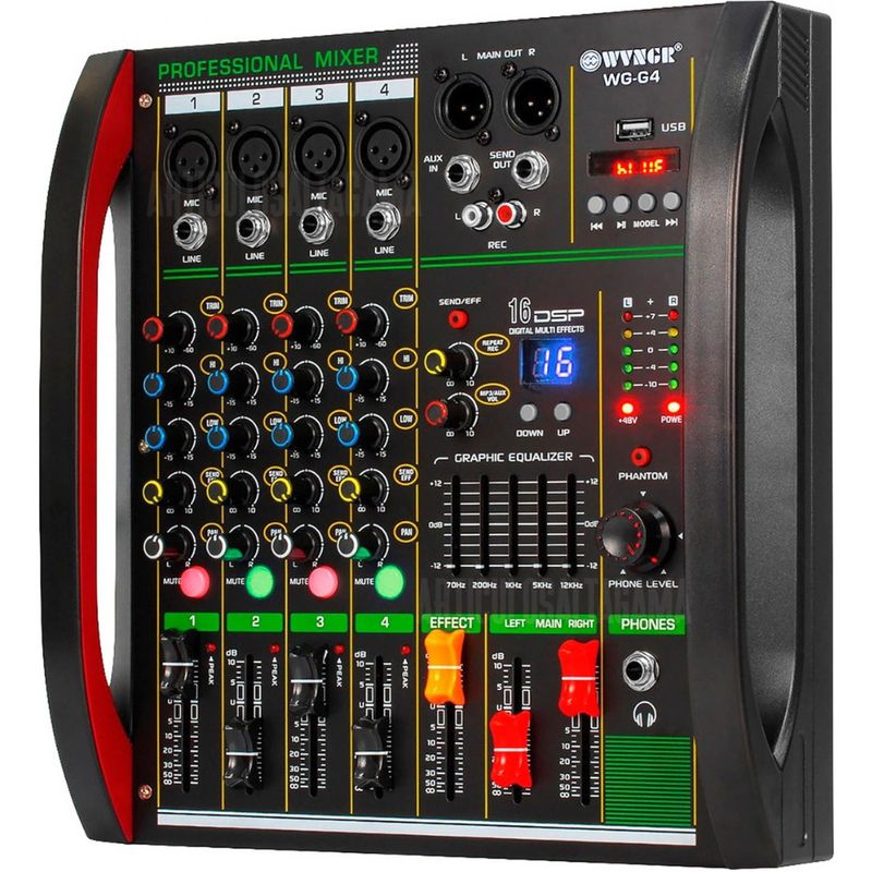 GENERICO - Consola Mixer Wvngr De 4 Canales Phantom Power 48v Bluetooth