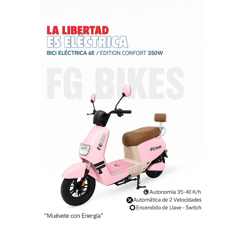 BIKE HAND - Bicicleta Eléctrica 350W 2 Velocidades Autonomía 40km Rosado