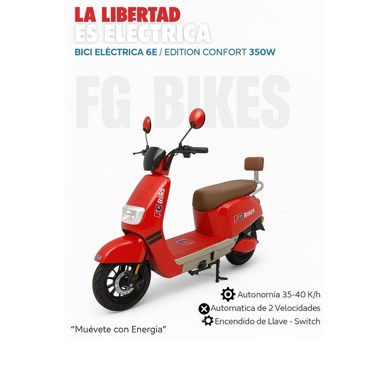 BIKE HAND - Bicicleta Eléctrica 350W 2 Velocidades Autonomía 40km Rojo