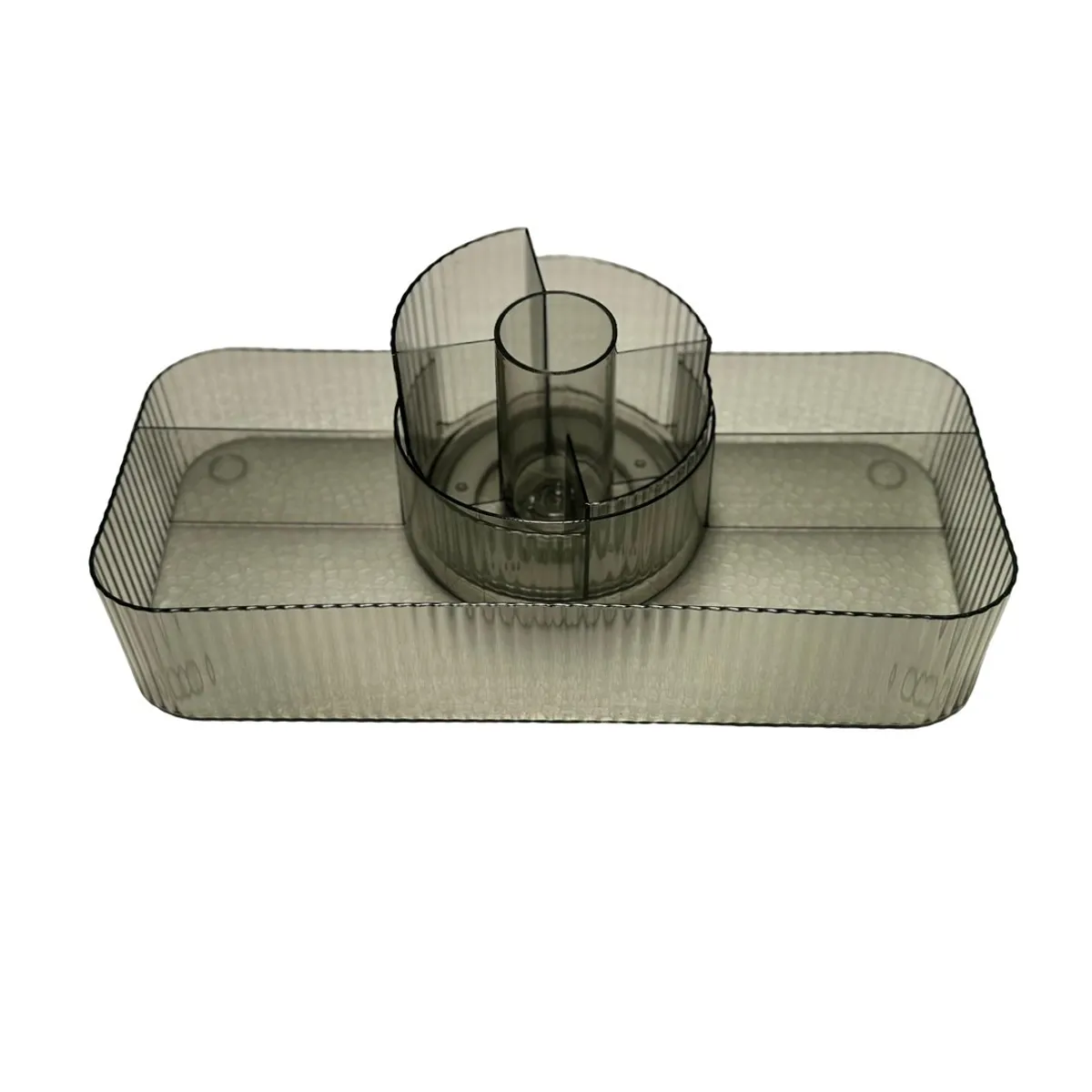 DISTRIONLINE - Organizador De Escritorio De Vitrina Cosmética Giratoria 360 color gris