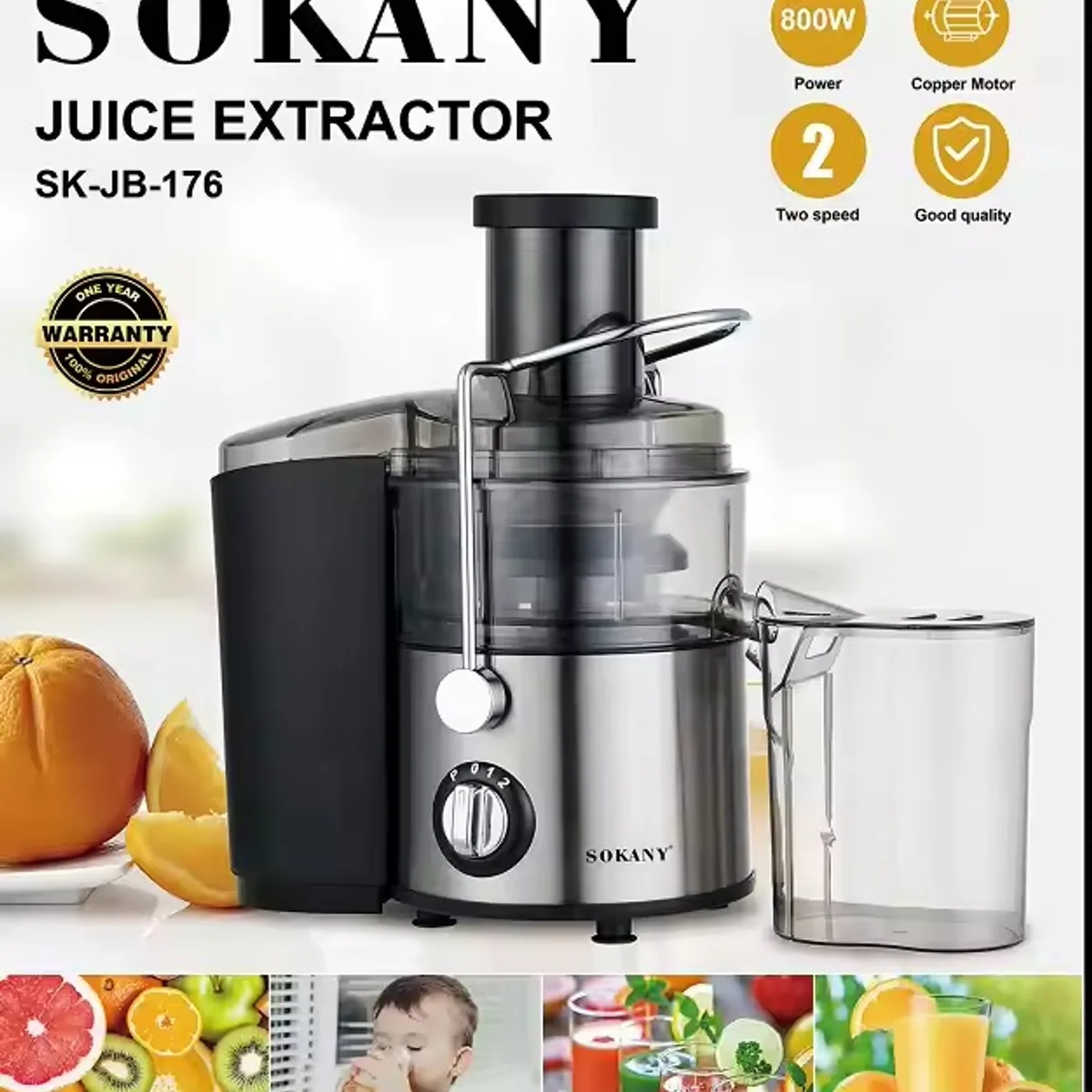 SOKANY - EXTRACTOR DE JUGOS AUTOMATICO FRUTAS Y VERDURAS SOKANY