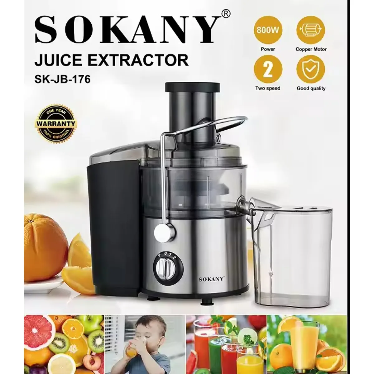 SOKANY - EXTRACTOR DE JUGOS AUTOMATICO FRUTAS Y VERDURAS SOKANY