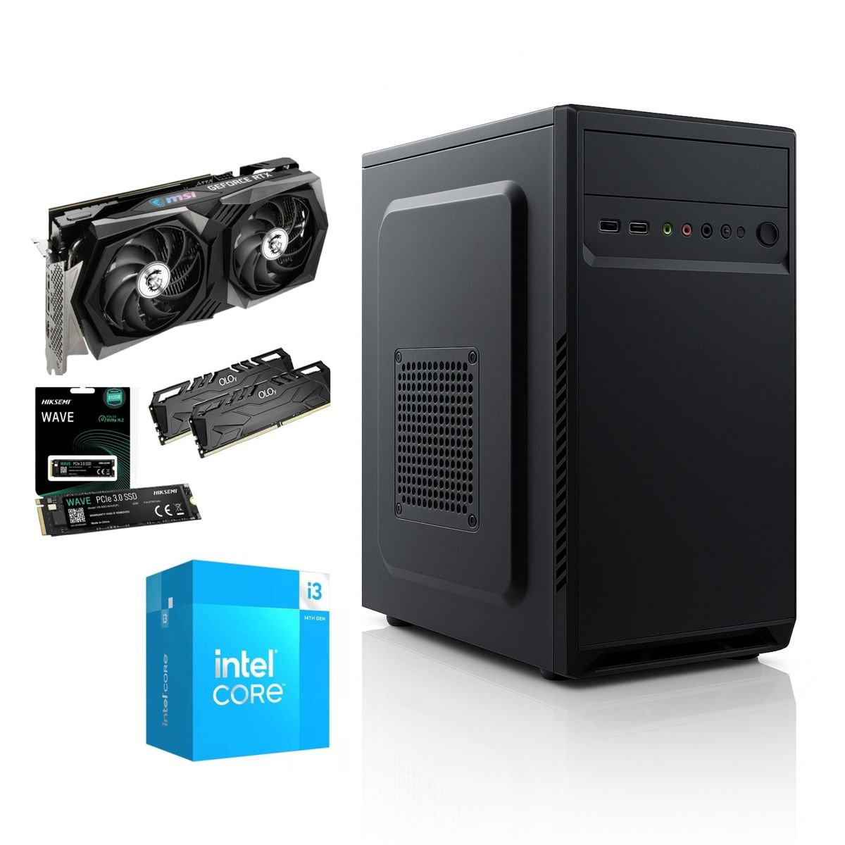 INTEL - Pc Torre Gamer Cpu Core I3 12100 16ram 512 Ssd Rtx 5060 8gb Gama alta