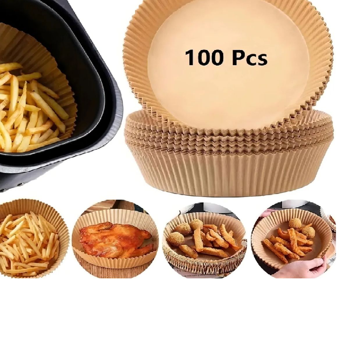 SKY - Papel Antiadherente Para Air Fryer X 100 Unidades