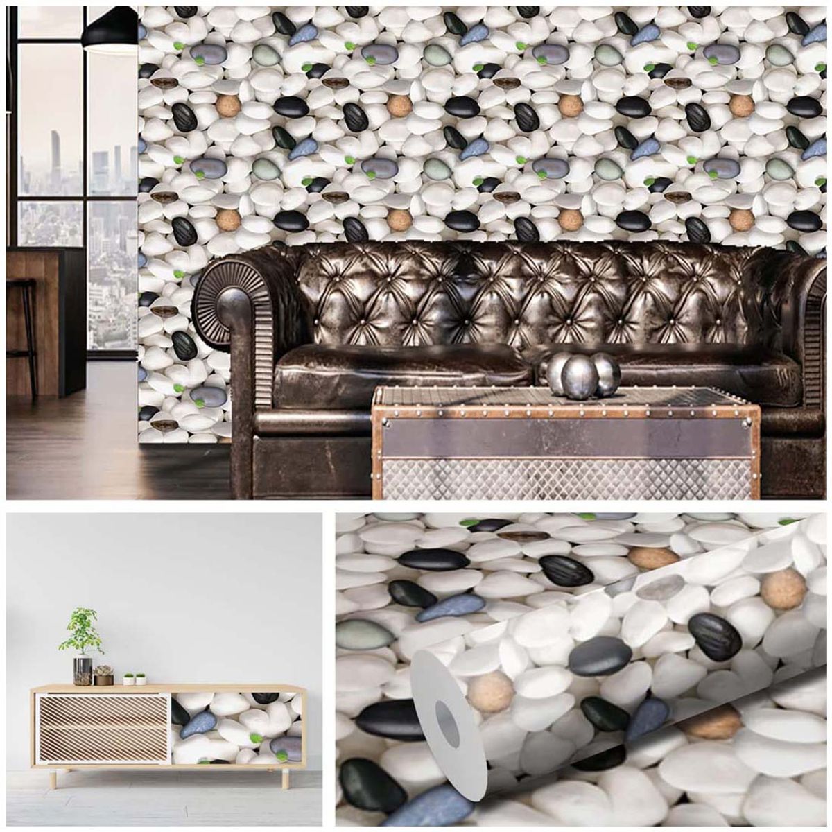 GENERAL - Papel Vinilo Adhesivo Brillante VA-17456 Piedras